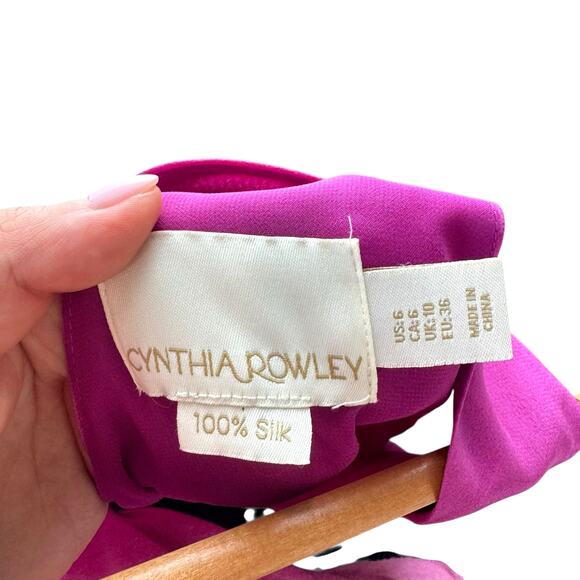 Cynthia Rowley Magenta Pink Purple 100% Silk Sleeveless V-neck Mini Slip Dress - Picture 9 of 10